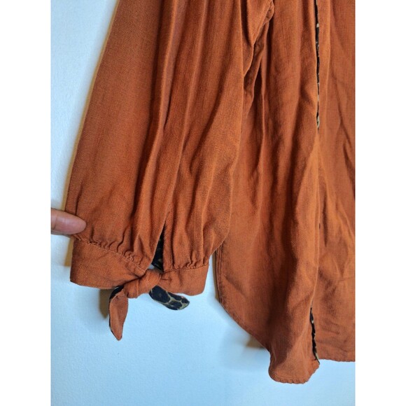 JOHN MARK Popover Top Women's Sz L Animal Trim Coastal Boho Lagenlook Mature - Picture 13 of 14